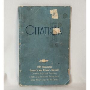 1981 Chevrolet Citation Owners Manual Original Shop Copy